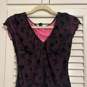 Floral Velvet Sheer Top
